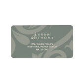 Earthy Olive Damask Classic Wedding Address Adressaufkleber (Vorne)