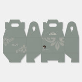 Earthy Olive Damask Sleek Minimal Foto Hochzeit Geschenkschachtel (Ungeklappt)