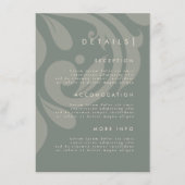 Earthy Olive Damask Stilvolle Hochzeitdetails Begleitkarte (Vorderseite)