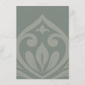 Earthy Olive Damask Stilvolle Hochzeitdetails Begleitkarte (Rückseite)