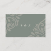 Earthy Olive Elegante Classic Damask Wedding Begleitkarte (Rückseite)