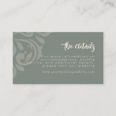 Earthy Olive Elegante Classic Damask Wedding Begleitkarte (Vorderseite)