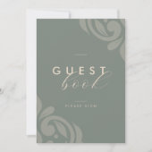 Earthy Olive Elegante Minimal Damask Gästebuch (Vorderseite)