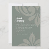 Earthy Olive Geschmackvoll elegant Damask Hochzeit Einladung (Vorderseite)