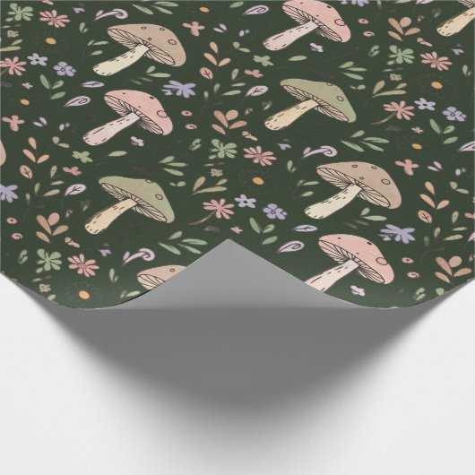 Earthy Olive Green Fungi Seamless Pattern Geschenkpapier (Ecke)