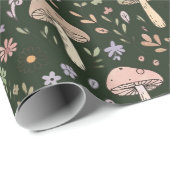 Earthy Olive Green Fungi Seamless Pattern Geschenkpapier (Rolleneckpunkt)