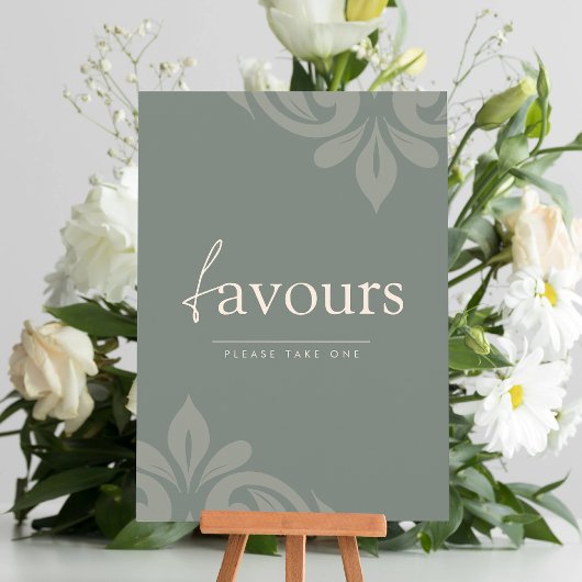 Earthy Olive Minimal Damask Script Fevor Sign