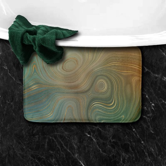 Earthy Olive Strata | Green und Gold Ink Agate Badematte