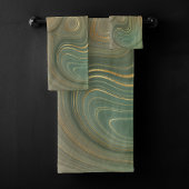 Earthy Olive Strata | Green und Gold Ink Agate Badhandtuch Set