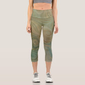 Earthy Olive Strata | Green und Gold Ink Agate Capri Leggings (Vorderseite)
