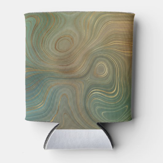 Earthy Olive Strata | Green und Gold Ink Agate Dosenkühler (Vorderseite)