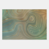 Earthy Olive Strata | Green und Gold Ink Agate Geschenkpapier Set (Vorderseite 3)