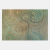 Earthy Olive Strata | Green und Gold Ink Agate Geschenkpapier Set (Vorderseite)