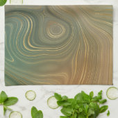 Earthy Olive Strata | Green und Gold Ink Agate Geschirrtuch (Gefaltet)