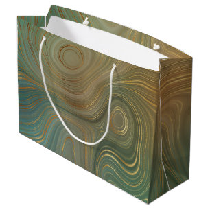 Earthy Olive Strata   Green und Gold Ink Agate Große Geschenktüte