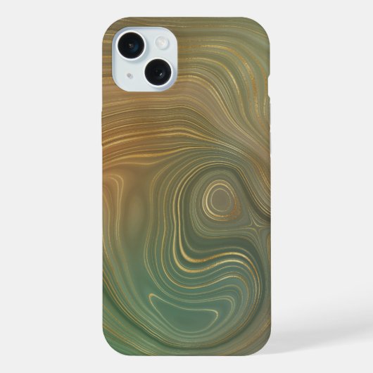 Earthy Olive Strata | Green und Gold Ink Agate iPhone Hülle (Rückseite)