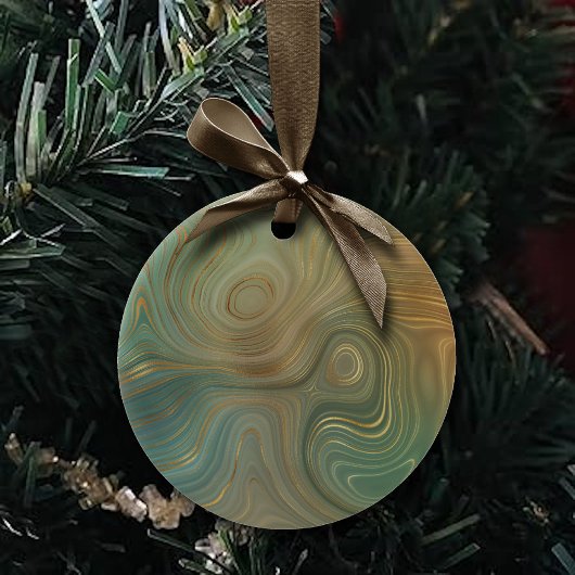 Earthy Olive Strata | Green und Gold Ink Agate Keramik Ornament