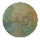 Earthy Olive Strata | Green und Gold Ink Agate Keramikknauf (Vorderseite)