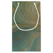 Earthy Olive Strata | Green und Gold Ink Agate Kleine Geschenktüte (Rückseite)