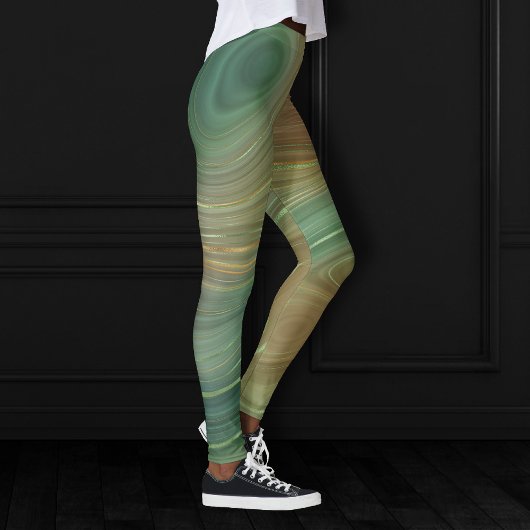 Earthy Olive Strata | Green und Gold Ink Agate Leggings