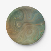 Earthy Olive Strata | Green und Gold Ink Agate Pappteller (Vorderseite)