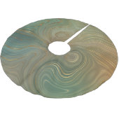 Earthy Olive Strata | Green und Gold Ink Agate Polyester Weihnachtsbaumdecke (Schrägansicht)