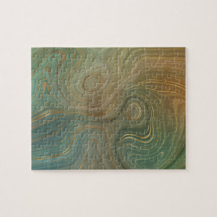 Earthy Olive Strata   Green und Gold Ink Agate Puzzle