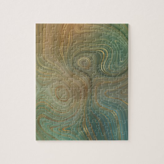 Earthy Olive Strata | Green und Gold Ink Agate Puzzle (Vertikal)