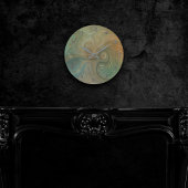 Earthy Olive Strata | Green und Gold Ink Agate Runde Wanduhr