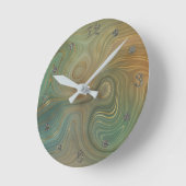 Earthy Olive Strata | Green und Gold Ink Agate Runde Wanduhr (Winkel)