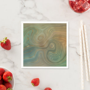 Earthy Olive Strata Green und Gold Ink Agate Serviette