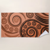 Earthy Orange-Brown Koru Fern Frond Pattern Strandtuch (Vorderseite)