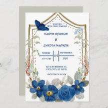 Earthy Orange Rose Bloral Navy Blue Wedding