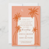 Earthy Palm Trees Orange Boho Hochzeitseinladung Einladung (Vorderseite)