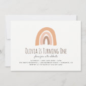 Earthy Pastel Rainbow 1. Geburtstag Einladung (Vorderseite)