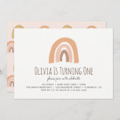 Earthy Pastel Rainbow 1. Geburtstag Einladung (Vorne/Hinten)