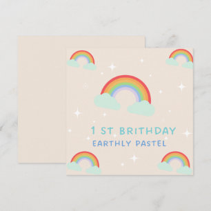 Earthy Pastel Rainbow 1St Birthday Einladung
