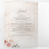 Earthy Pink Blume Elegant Boho Wedding Dreifach Gefaltete Einladung (Innen Erste Seite)