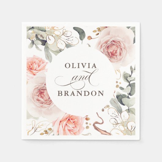 Earthy Pink Blume Elegant Boho Wedding Serviette (Vorderseite)