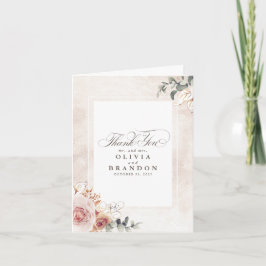 Earthy Pink Floral Wedding Vielen Dank Dankeskarte