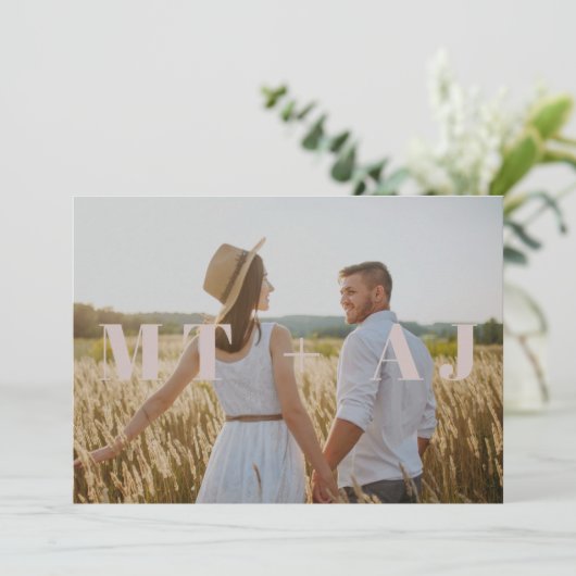 Earthy Plum Save the Date Monogram Overlay-Foto (Stehend Vorderseite)