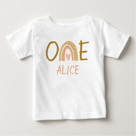 Earthy Rainbow 1b Birthday Girl Baby T - Shirt