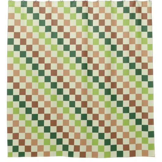 Earthy rainbow diagonal checkerboard pattern duschvorhang (Vorderseite)