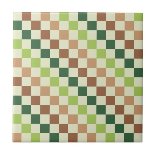 Earthy rainbow diagonal checkerboard pattern fliese (Vorderseite)