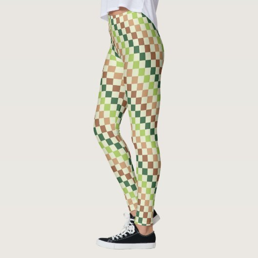 Earthy rainbow diagonal checkerboard pattern leggings (Links)