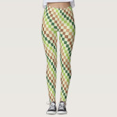 Earthy rainbow diagonal checkerboard pattern leggings (Vorderseite)