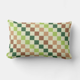 Earthy rainbow diagonal checkerboard pattern lendenkissen