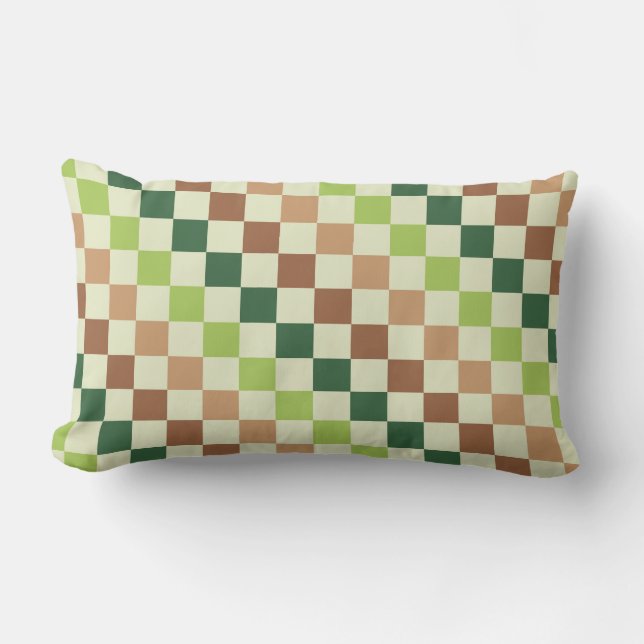 Earthy rainbow diagonal checkerboard pattern lendenkissen (Vorderseite)