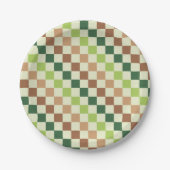 Earthy rainbow diagonal checkerboard pattern pappteller (Vorderseite)