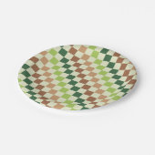 Earthy rainbow diagonal checkerboard pattern pappteller (Schrägansicht)